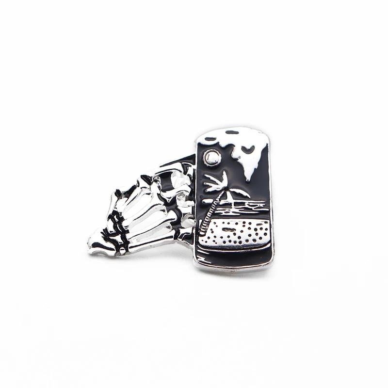 30 шт./лот металлические броши в виде рок для мужчин пивной панк череп пальмовые