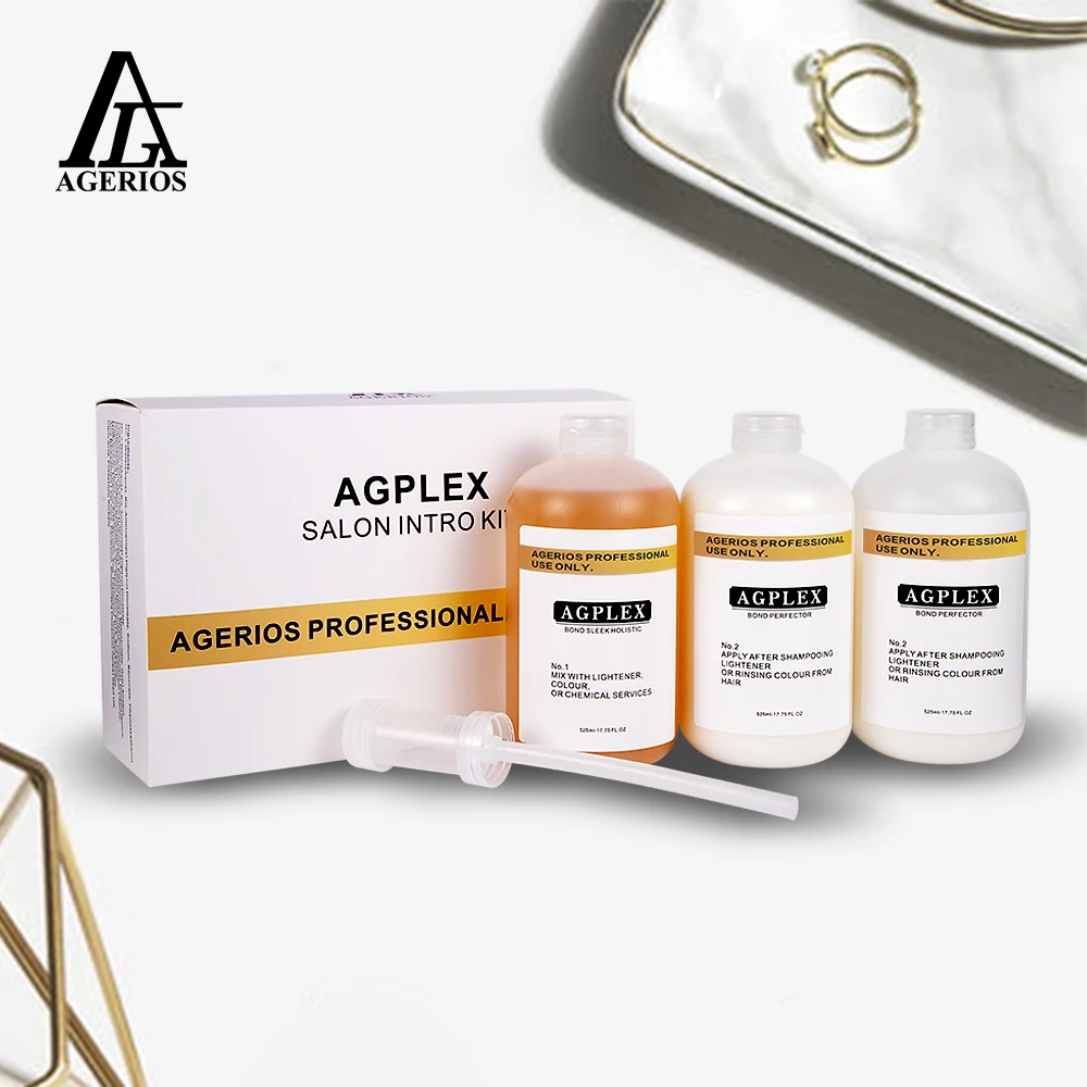 AGPLEX No.1 Mix With Lightener colour No.2 Rinsing colour From hair  Professional Hair Treatment Set 3PCS Hair Oil Hair Mask