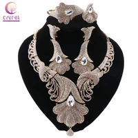 cynthia dubai fashion jewelry sets bride necklace flower shape crystal earrings ring charm women bracelet jewelry for women