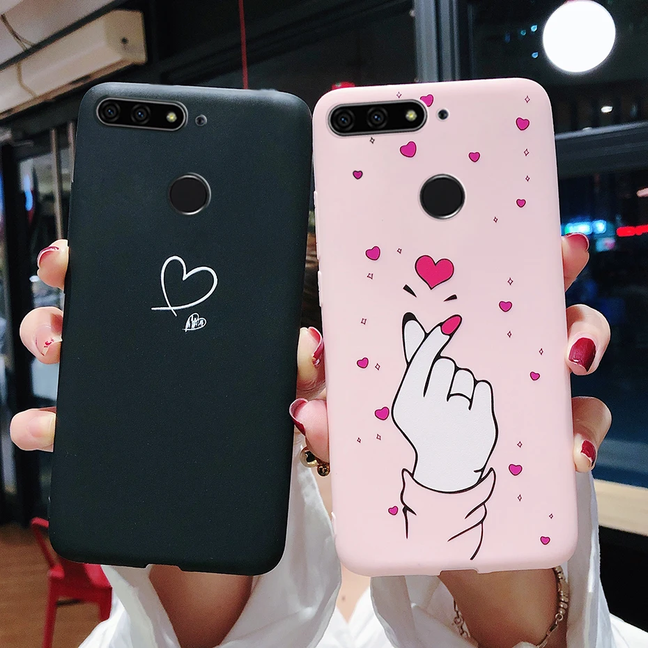 Силиконовый чехол для Huawei y7 Y 7 2018 милые Мультяшные чехлы телефонов матовый мягкий