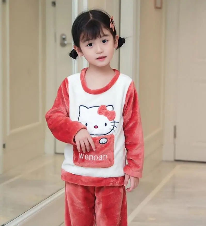 style 18 Детские пижамные комплекты, Детская Пижама, Детский костюм для сна, детская одежда для сна, зимняя теплая детская пижама, домашняя одежда для мальчиков и девочек - Цвет: style 18