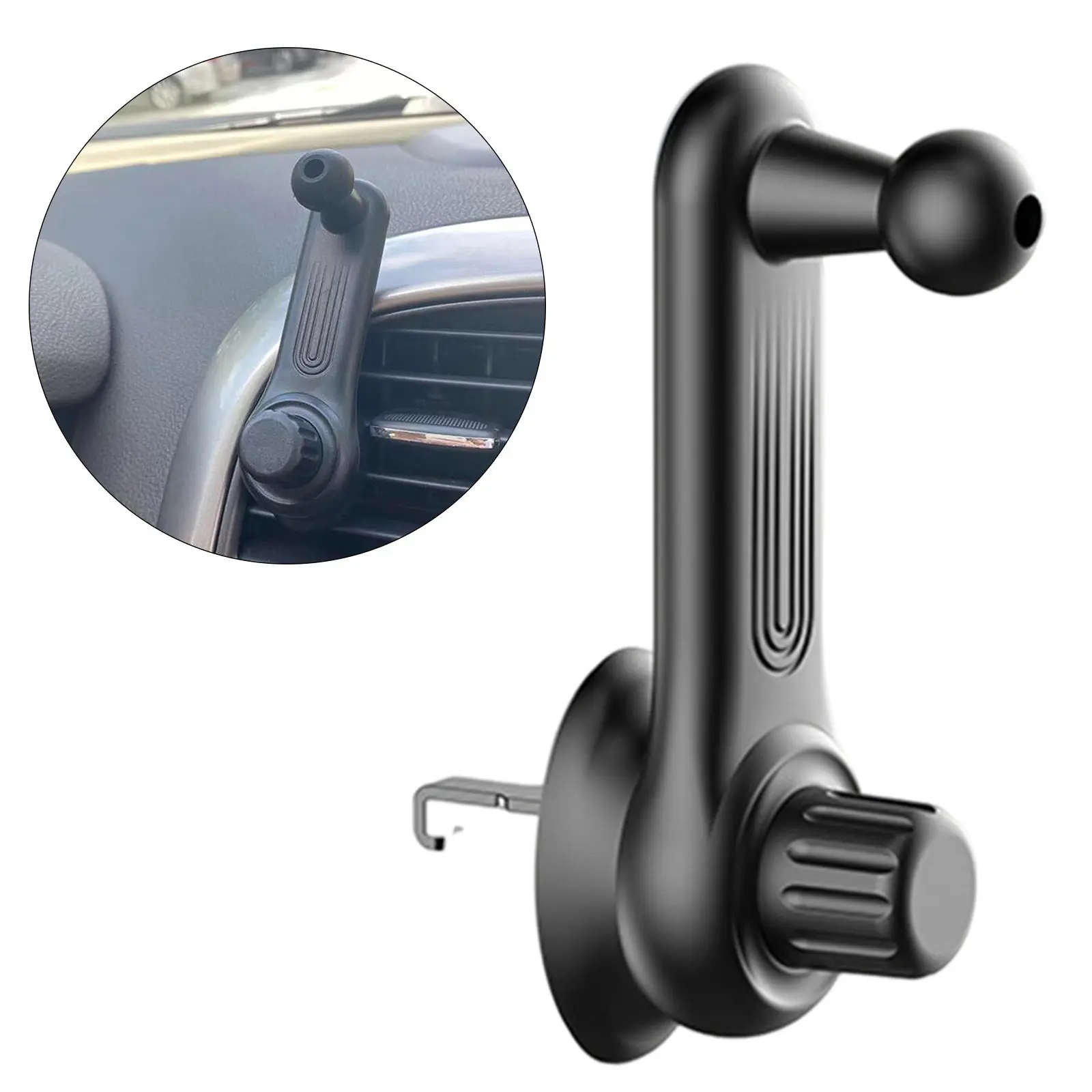 

Clip Car Phone Holder Stand Hands Free 360° Rotation Accessories for Air Vent Cell Phone Charging Cable Wired Earphone Black