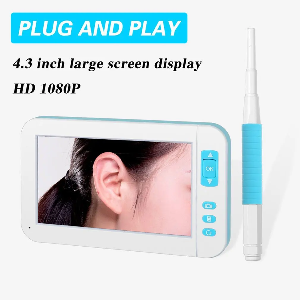 

P20 HD1080P Ear Cleaner Screen Otoscope Endoscope Camera 5.5MM 3.9 mm 4.3 inch HD Screen Camera 6 LED Light Ear Monitor Earpick
