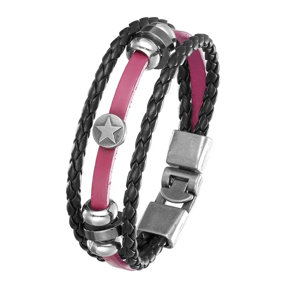 

New Vintage Hand Woven Leather Bracelet Multilayer Leather Pentagram Fashion Bracelet and Men's Bracelet Gift