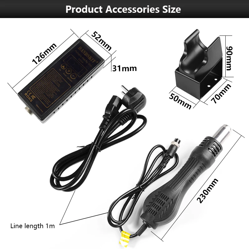 

ebakey Hot Air Gun Portable Soldering Station +BGA Rework Station+Nozzle Hand-held Heat Gun Welding Solder Tool