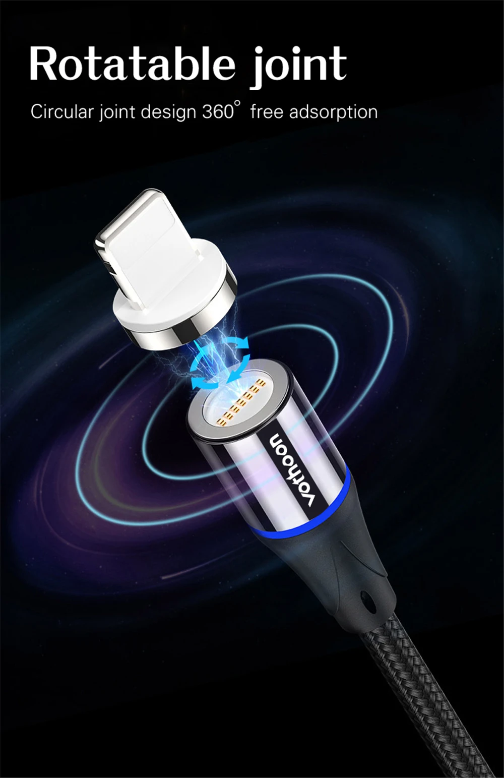 Магнитный usb-кабель votoon 2 м, 3 А, быстрая зарядка, Micro USB type-C кабель для iPhone 11 Pro, samsung S10, Xiaomi, магнитное usb-зарядное устройство