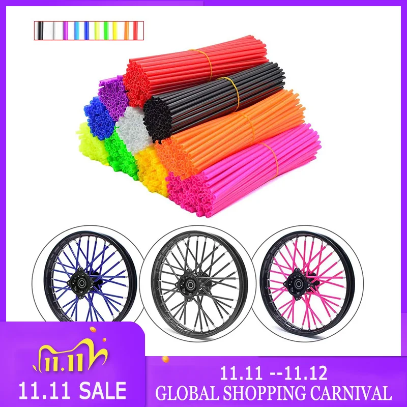 

72Pcs 24CM/17CM Bike Motorcycle Dirt Decoration Motocross Wheel Spoke Wraps Rims Skins Protector Covers Decor 9 Colors