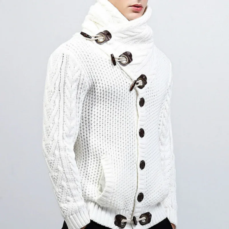 Мужская водолазка в британском стиле с роговой пряжкой грубая шерсть скрученный