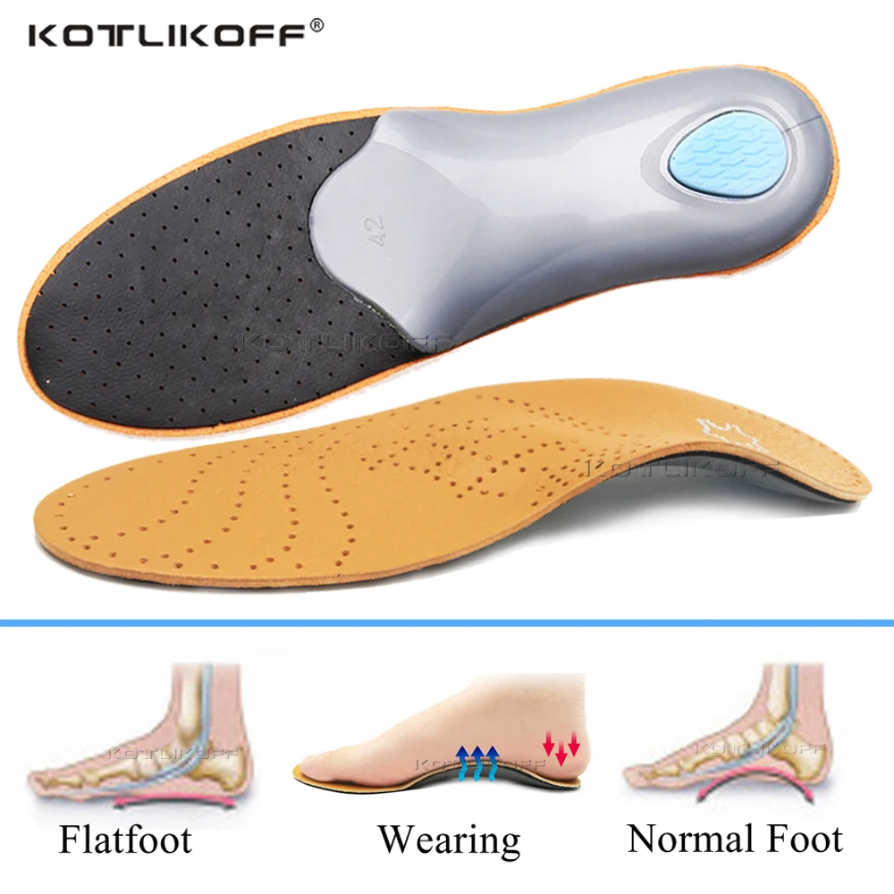 KOTLIKOFF Leather Orthotic Insoles For Feet Orthopedic Shoes Sole Flat Arch Support Deodorant Insole O/X Leg Corrected | Обувь