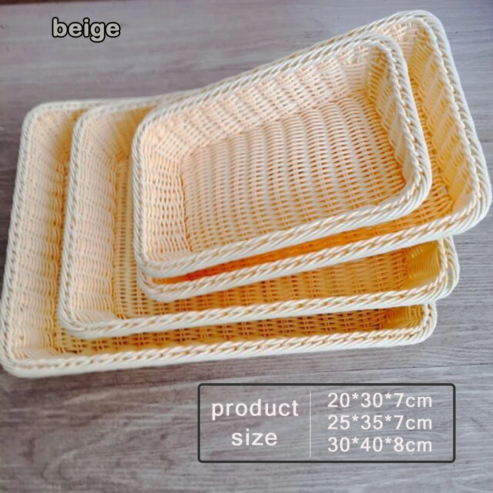 Simulation Rattan Bread Basket Dried Fruit Storage Supermarket Display Snack Plate Home Plastic | Дом и сад
