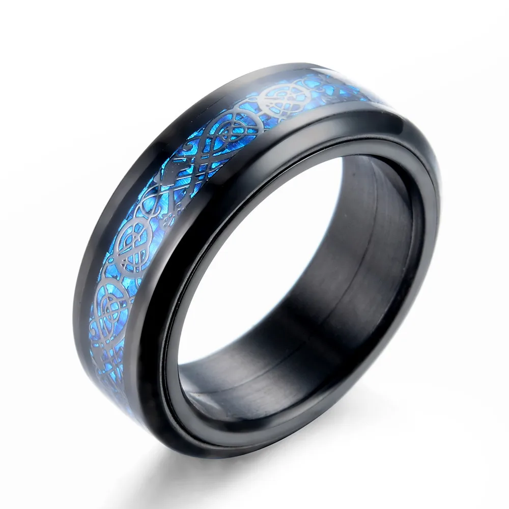 

Black stainless steel dragon pattern men's ring hot male charm jewelry