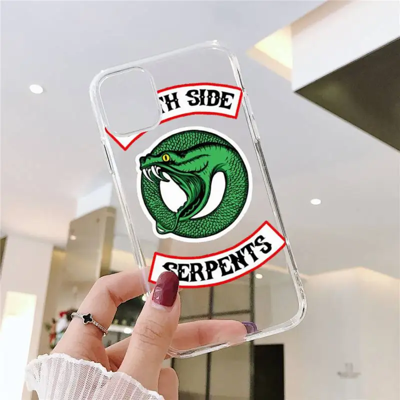 

American TV Riverdale Southside Serpents Phone Case Transparent for iPhone 6 7 8 11 12 s mini pro X XS XR MAX Plus SE cover