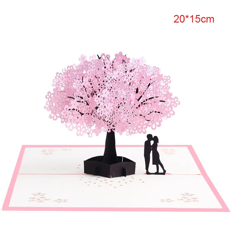 cherry blossom 01 3D открытка-раскладушка подарок на день Святого Валентина открытка наклейки на конверте свадебные приглашения Поздравительные открытки юбилей для нее - Цвет: cherry blossom 01