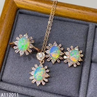 kjjeaxcmy fine jewelry 925 sterling silver inlaid natural opal female ring pendant earring set elegant supports test