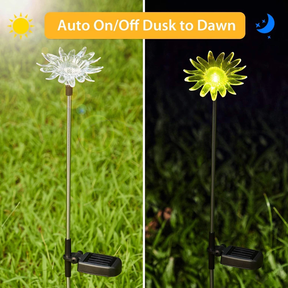 

3PCS Flower Solar Light Solar Garden Lights Dandelion Lily Sunflower Stake Lights For Yard Garden Path Way Landscape Decor