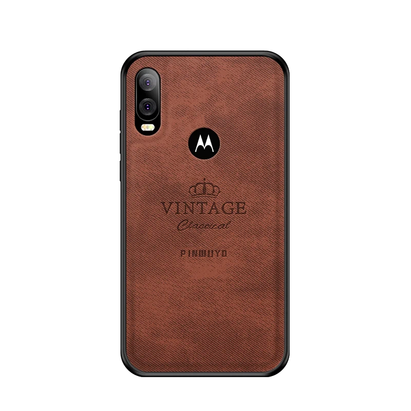 Чехол для Motorola Moto One Vision/P40, Винтажный чехол из кожи ПУ и ПК, Жесткий Чехол, облегающие Чехлы, защитный чехол 6,2'' - Цвет: Коричневый