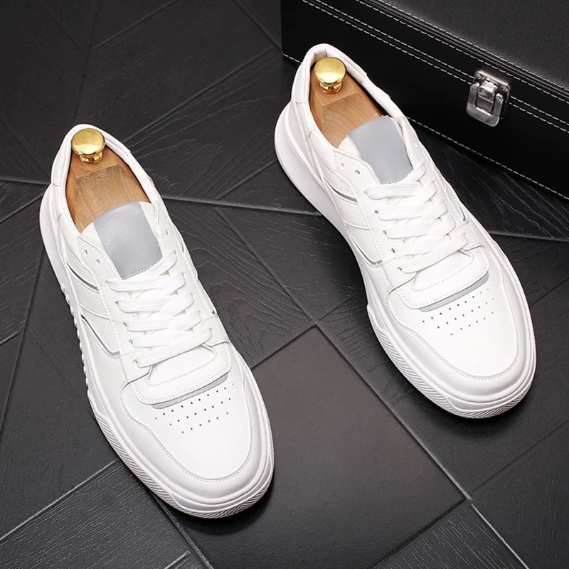 Корейская мода Мужская дышащая обувь из натуральной кожи плоская молодежная на