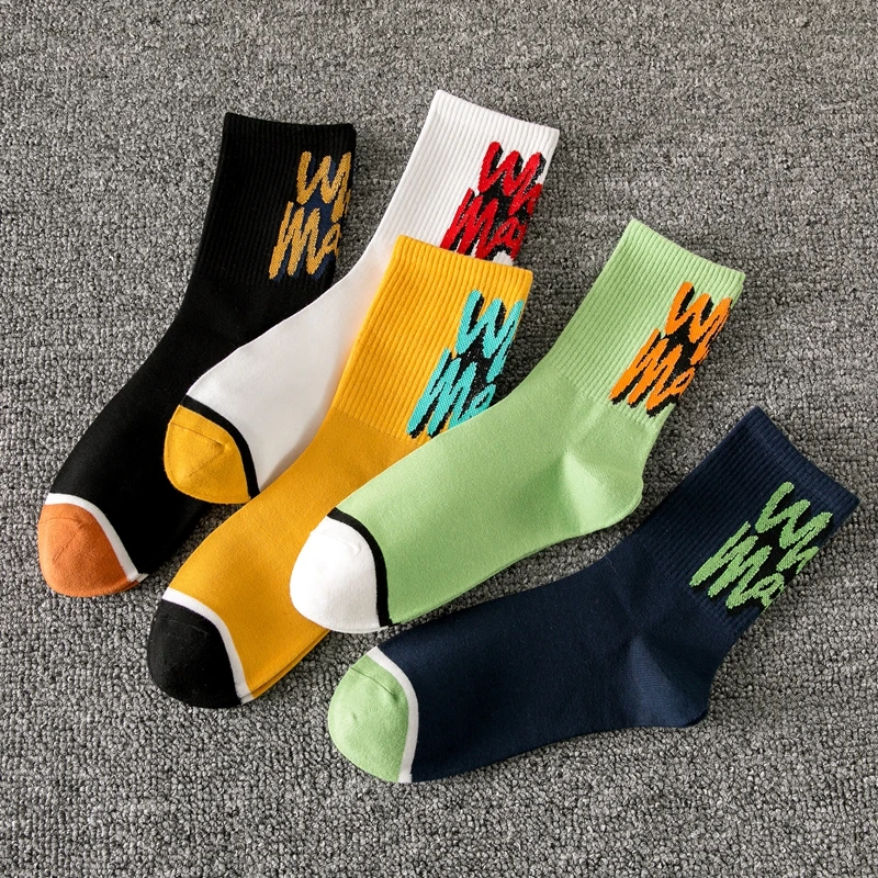 

Японские модные носки женские носки с буквами хлопковые европейские и американские ретро уличные носки Harajuku высокие полосатые носки