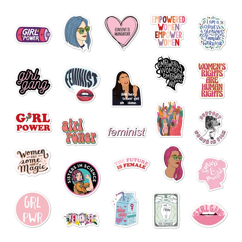 103050pcs feminist cartoon forced girl stickers are suitable for motorcycle mobile phone laptop electric bicycle no repetitive free global shipping