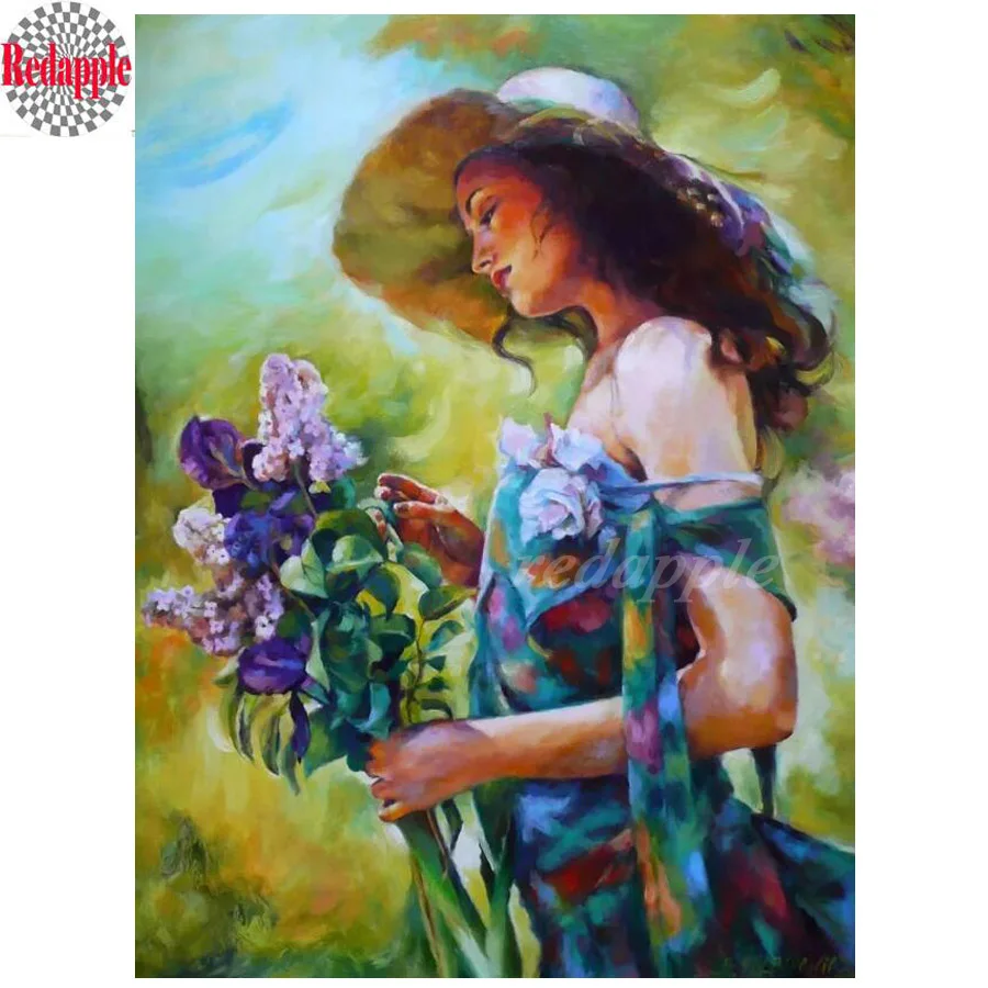 Алмазная вышивка 5D сделай сам Цветные люди девушка полная квадратная мозаика