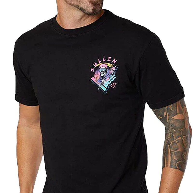 Футболка мужская хлопковая с коротким рукавом круглым вырезом и принтом на спине