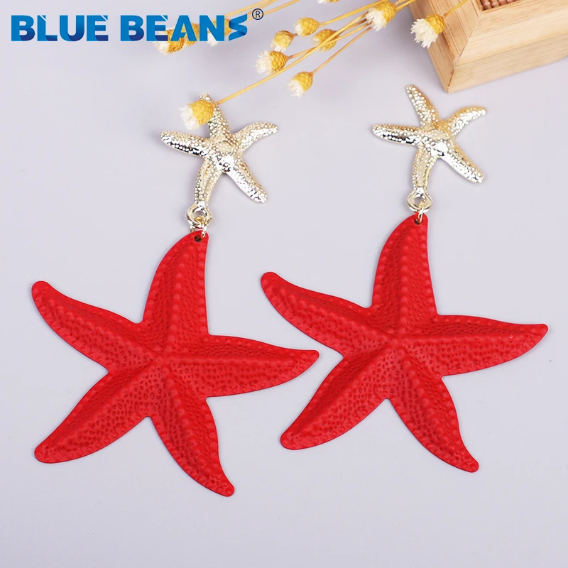 Серьги в богемном стиле с морской звездой женские висячие украшения из металла