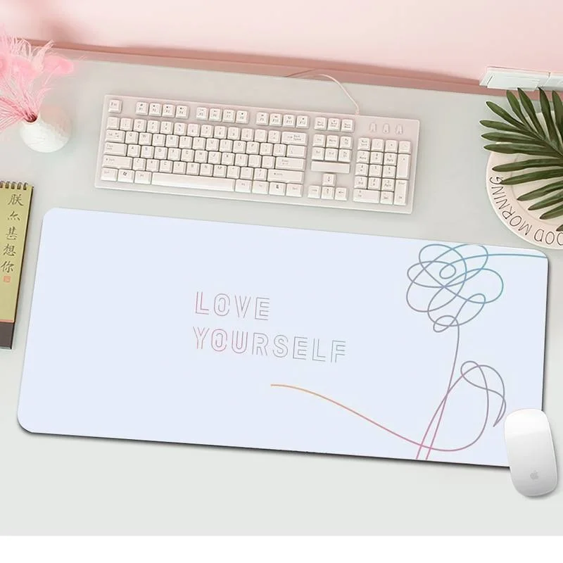 

Mouse Pad Gamer Computer HD Custom Desk Mats MousePads Anime Love Yourself Flower Kpop Natural Rubber Soft Office Table Mat