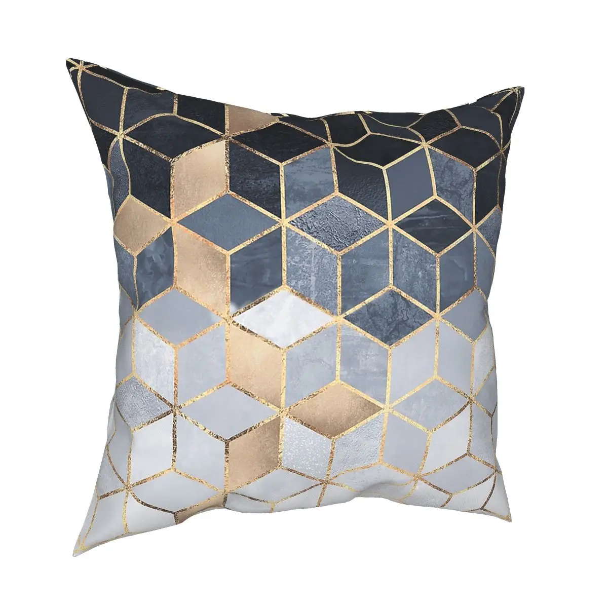 

Blue Gradient Cubes Pillow Case Home Decor Cube Abstract Geometric Cushion Cover Throw Pillow for Home Polyester