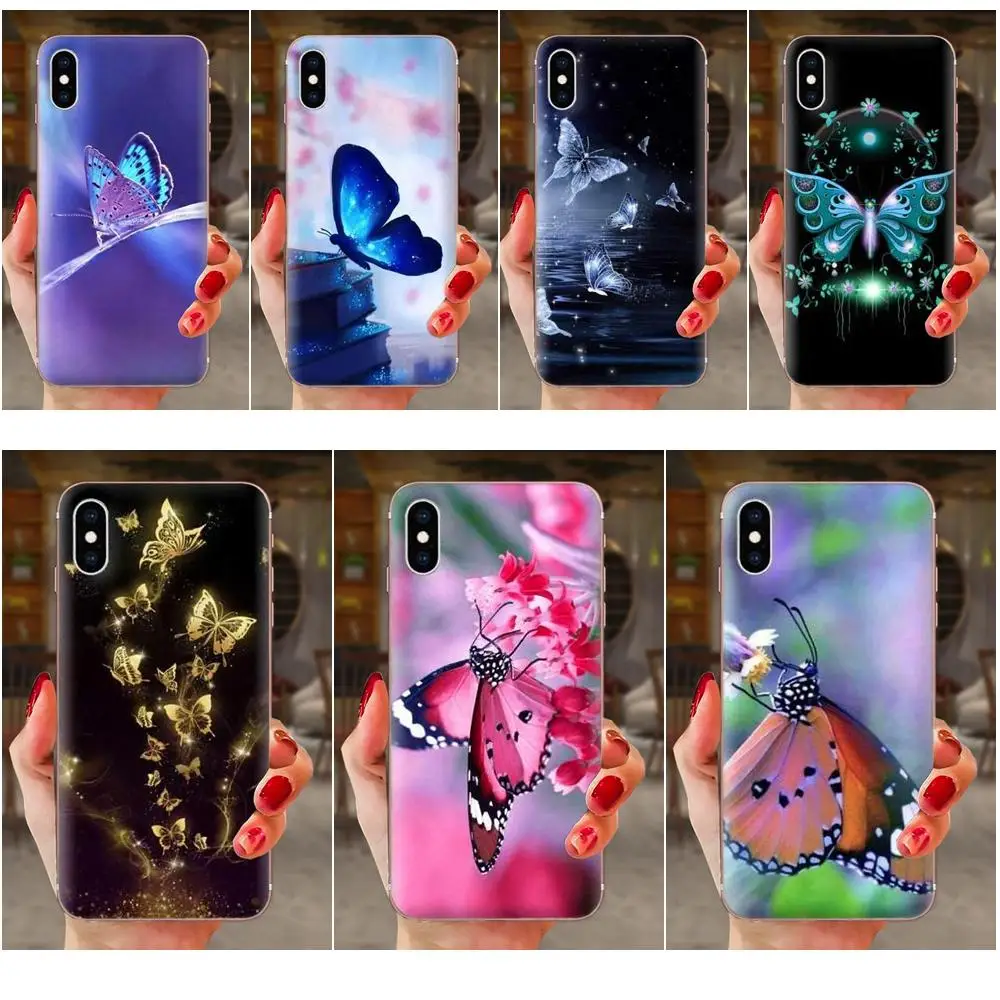 Силиконовый чехол с бабочками на цветах для Huawei Honor 4C 5A 5C 5X 6 6A 6X 7 7A 7C 7X 8 8C 8S 9 10 10i 20 20i