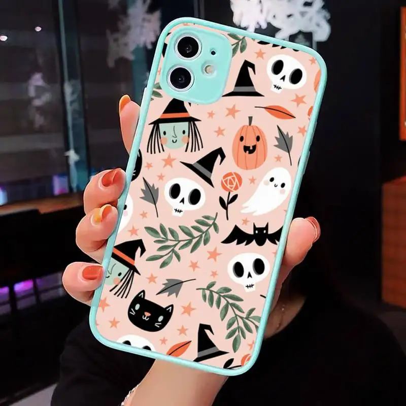 

Halloween horror cartoon funny Phone Case Matte transparent For blue iPhone 12 Mini 11 Pro XR XS Max 7 8 Plus X Back Cover