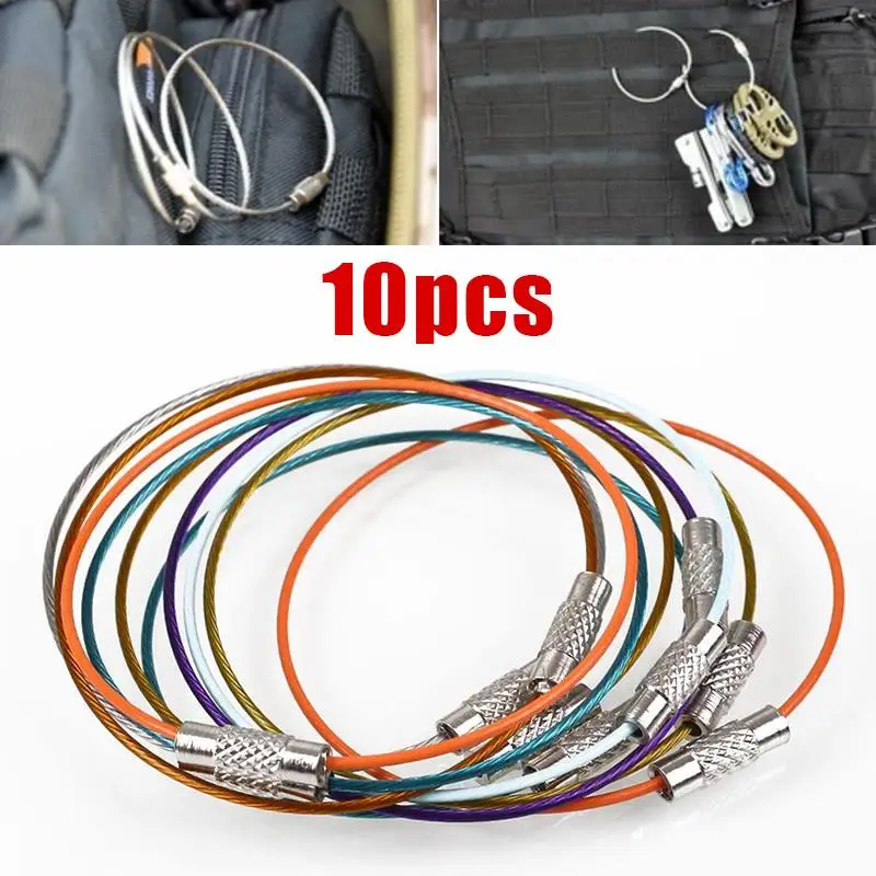 

10 Pcs Camping Hiking Stainless Steel Key Ring Wire Ring Hanging Bead Wire