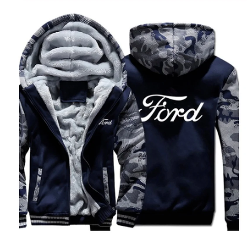 

NEW Ford Hoodies Winter Camouflage sleeve Jacket Men Fleece Winter Unisex Casual Wool Liner Fleece Man Coat Sweatshirts Pullover