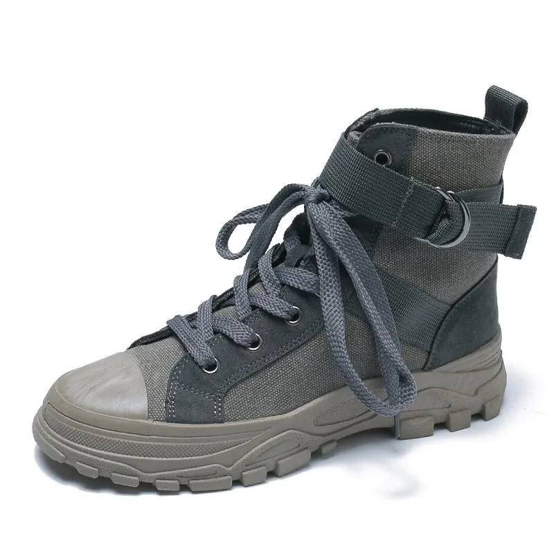 Женские ботинки на плоской платформе в байкерском стиле Сезон осень Модные Martens