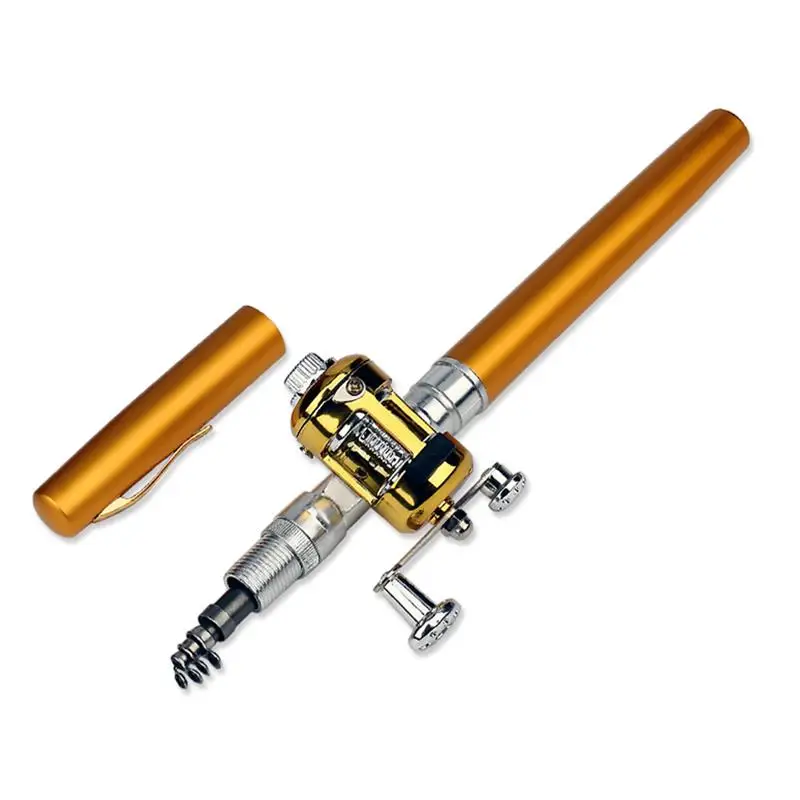 

Telescopic Mini Fishing Rod Pole Pen Shape Folded Fishing Rod With Reel Wheel For Outdoor River Lake Fishing Portable Pocket