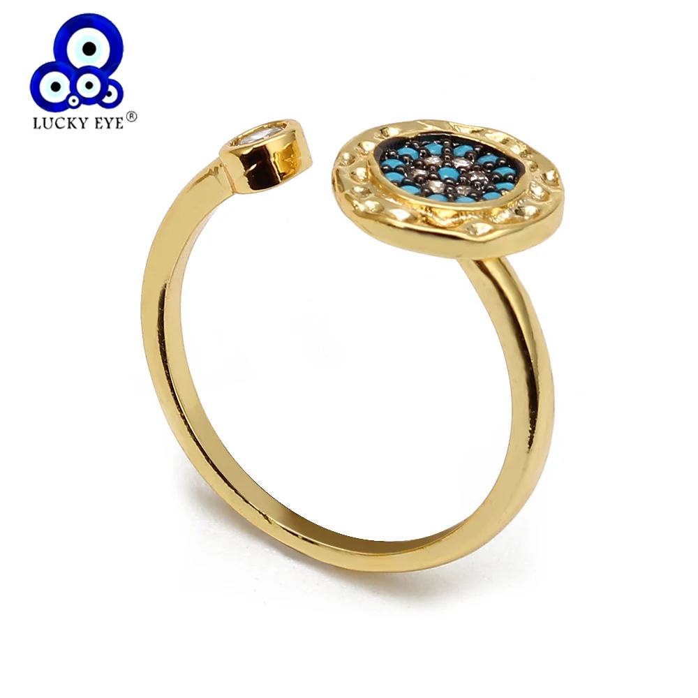 Lucky Eye Турецкий Дурной глаз кольцо с голубым камнем золотого цвета микро