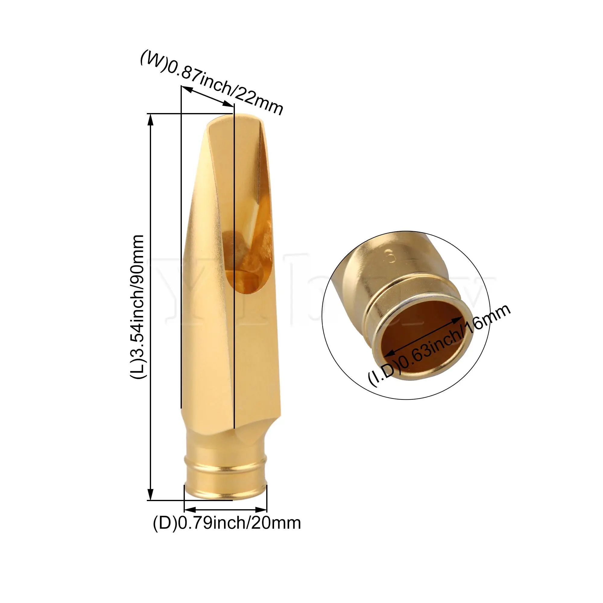 

Yibuy Golde Plated Brass Alto Saxophone Mouthpiece with Ligature Cap A Type 6C