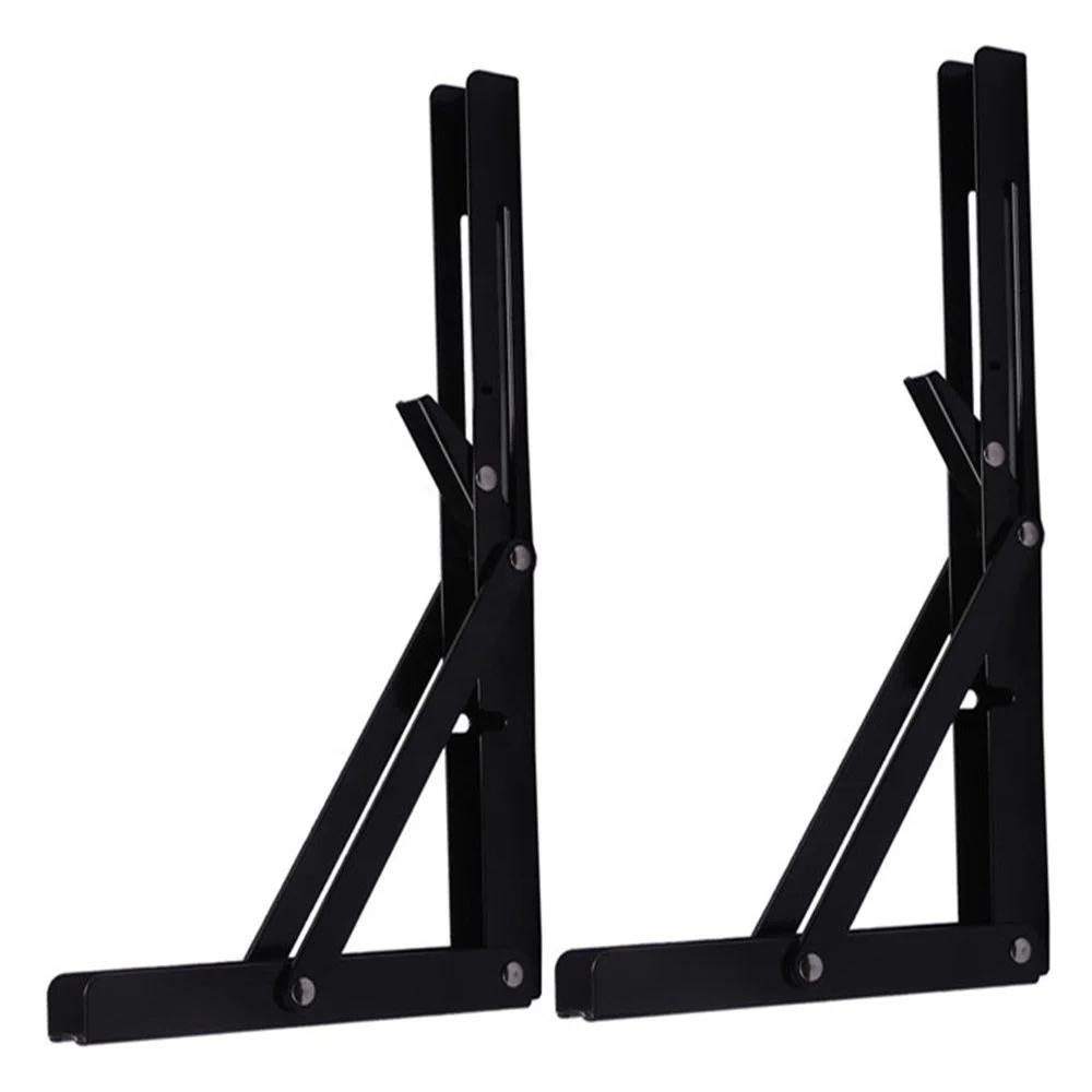2pcs Heavy duty Black Triangle Folding Angle spring Bracket DIY Bearing wall mount Shelf steel for Home Table Bench | Обустройство