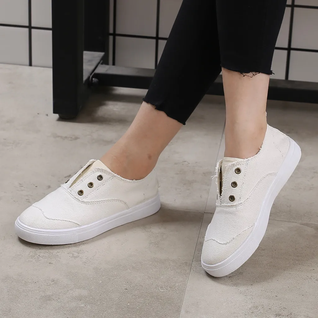 Женские кроссовки без застежки Цвет синий белый Нескользящие лоферы на плоской