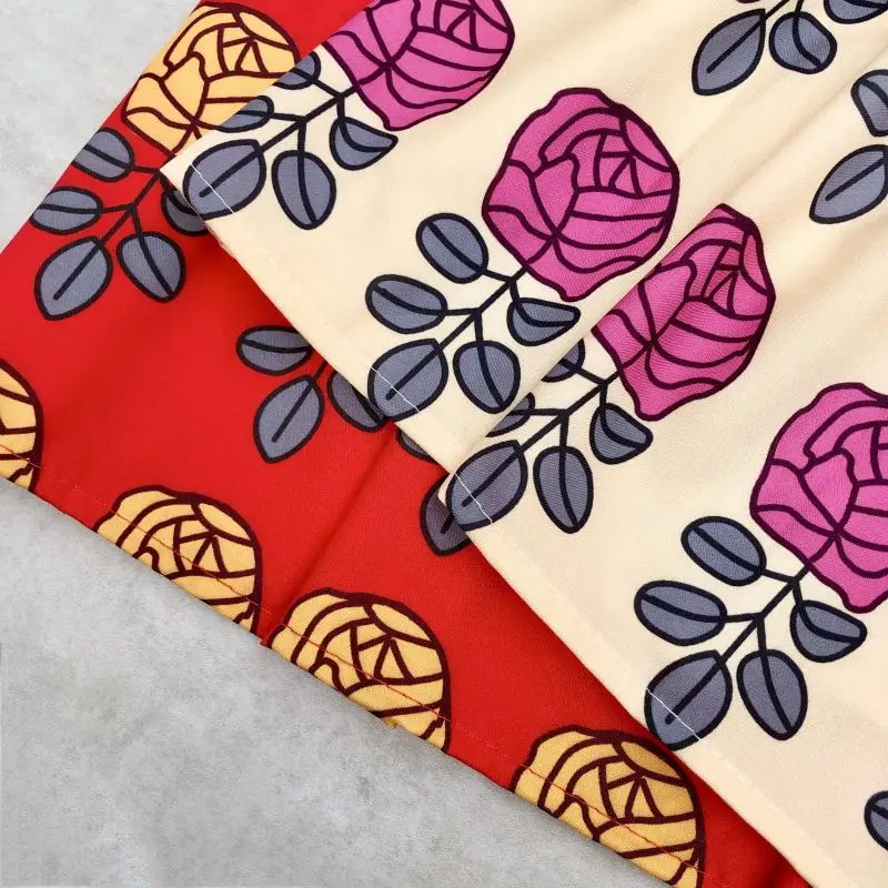 

Spring and Summer Half-length Skirt Female Flower Print A-line Skirt Rose Flower Mid-length Over-the-knee Floral Skirt