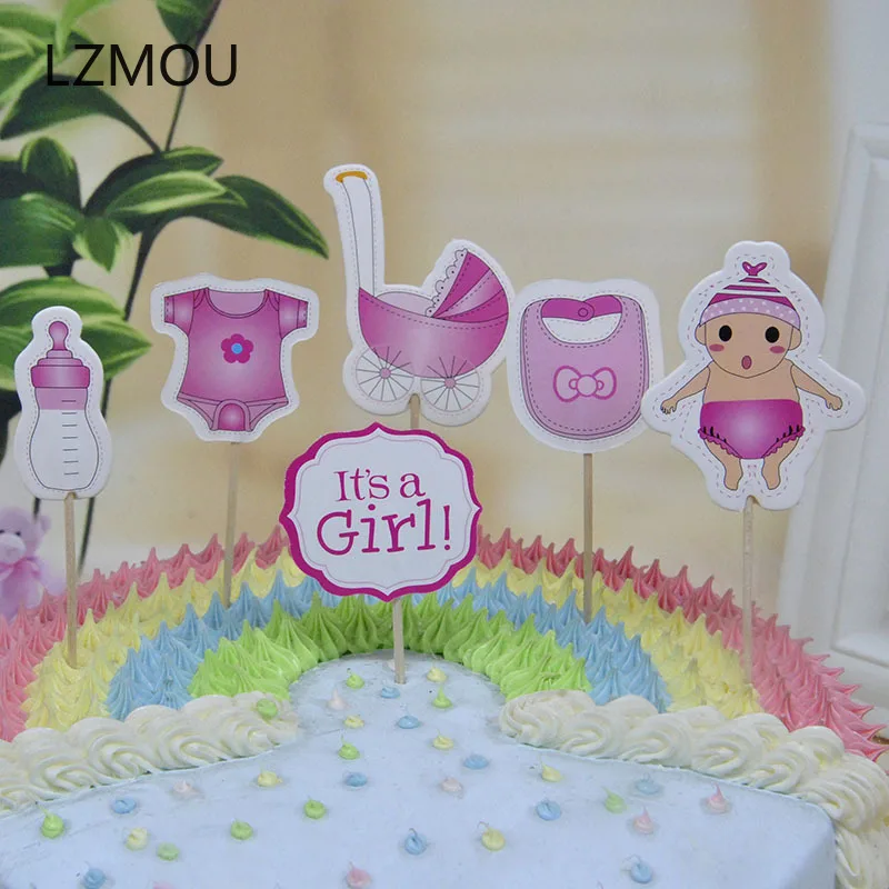 Детские топперы для торта детские украшения дня рождения розовые/синие кексов