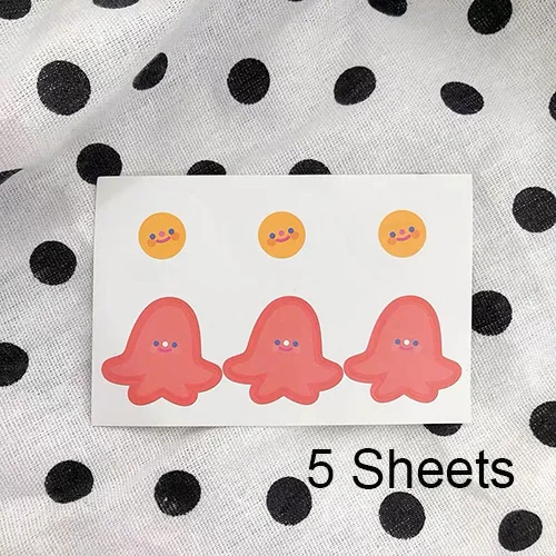 Red-orange Sheets Happy monkey 5 листов/упаковка Kawaii стикер s для Слим коробка наклейка с милым рисунком для слизи контейнеры банки DIY Декор Подарочная игрушка - Цвет: Red-orange Sheets
