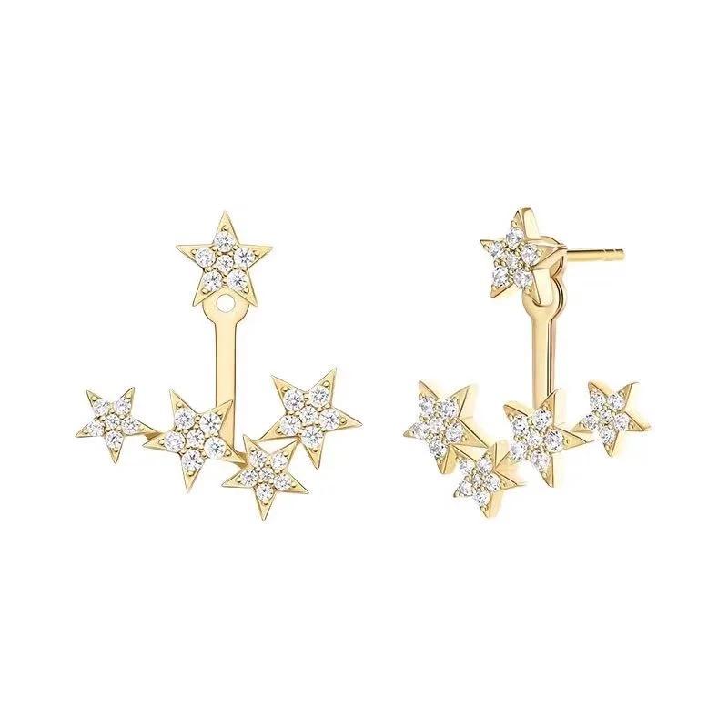 

S925 Sterling Silver Dream Star Stud Earrings Pave Zirconia Stones Women Girls Fashion Brand Party Jewelry Accessories