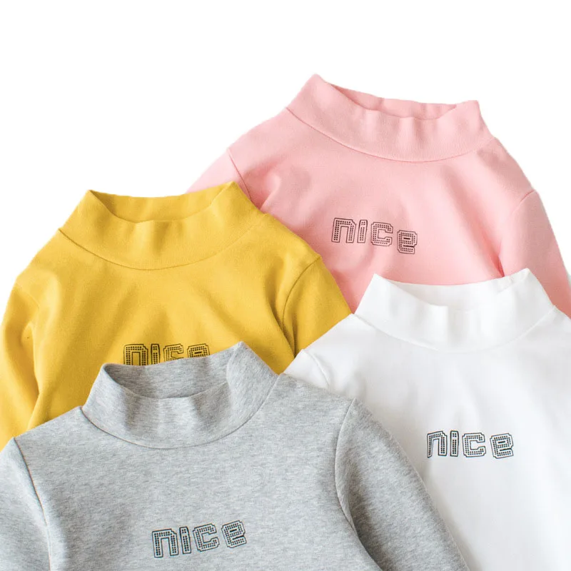 

Baby High Collar Sweatshirts Boys Girls Clothes Cotton Casual Tops Long Sleeve Shirt Solid Color Pullover Hoodies Children 2-9Y
