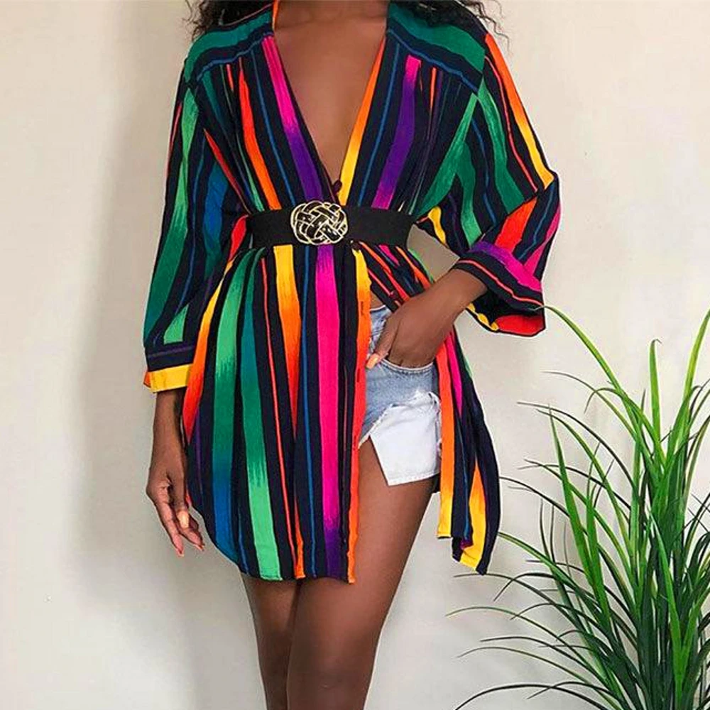 

Sexy Turn-down Collar Long Sleeve Shirt African Clothes 2021 Fashion Africa Dashiki Print Shirt Party African Dresses For Women