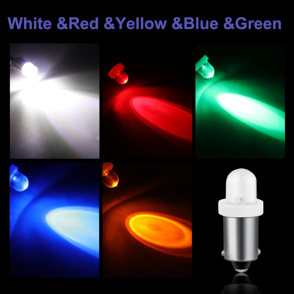 

100Pcs BA9S LED Bulbs H6W T4W Car Reverse Lights Auto Parking License Plate Interior Map Dome Lamps Non polarity AC DC 6V 6.3V