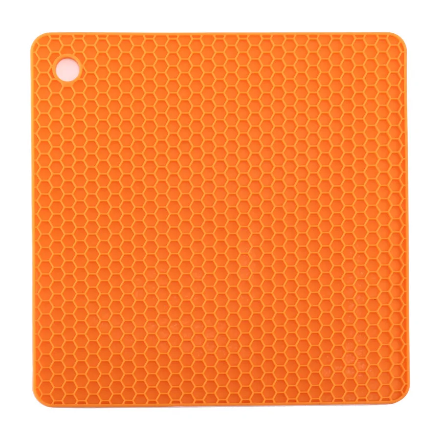 Orange 4 шт./лот, силиконовый коврик, квадратная подставка для горшков, термостойкий нескользящий Настольный коврик, Универсальная кухонная салфетка-подставка, аксессуар - Цвет: Orange