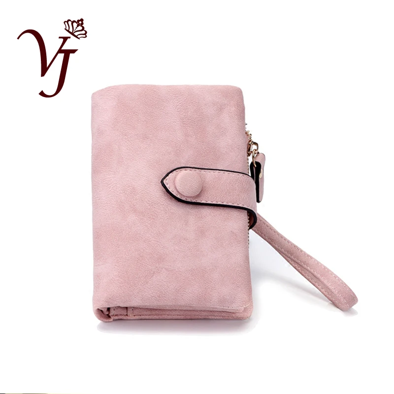 Популярный женский Матовый кожаный милый кошелек с ремешком на руку Дамский