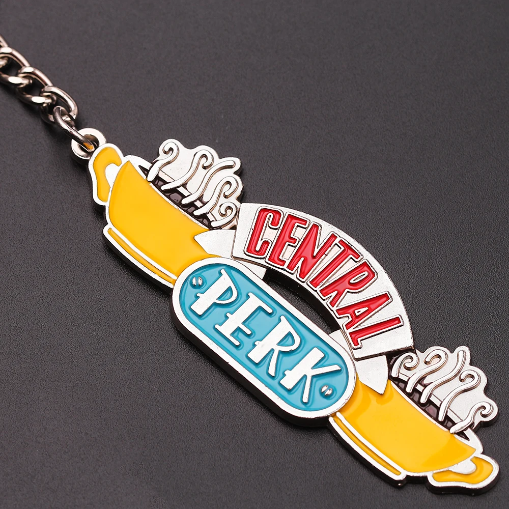 2 Colors TV Show Friends Monica's Door Keychain Central Perk Coffee Time Key Chain for Women Men Fans Car Keyring Jewelry images - 6