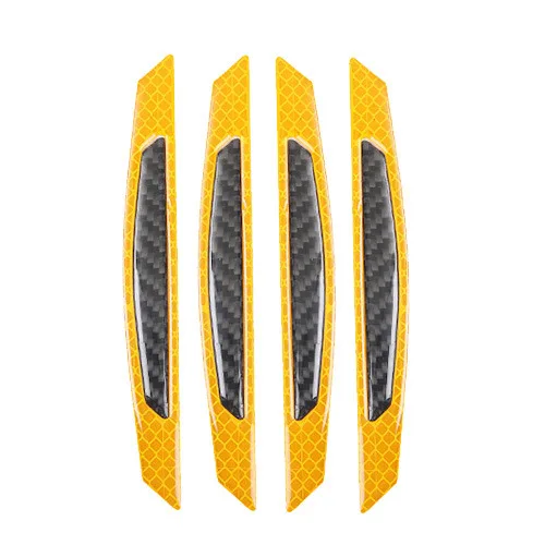 

4PCS glue sticker car reflective warning stick carbon fiber adornment door anti-collision bar the door rubbing strip of smears