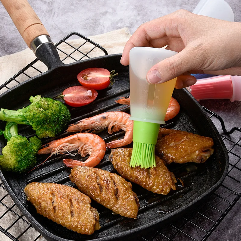 1 шт. барбекю Портативный силиконовое масло бутылка с кистью для гриля кисти